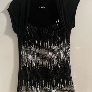 Deb Black Sequin Women's Top size L